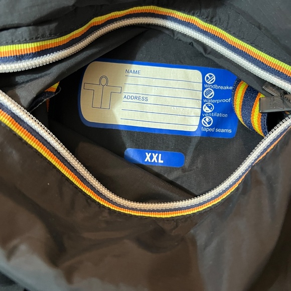 K-Way Jacket Size XXL Black Packable Windbreaker Hooded 1/4 Zipper Waist Bag - Picture 5 of 6